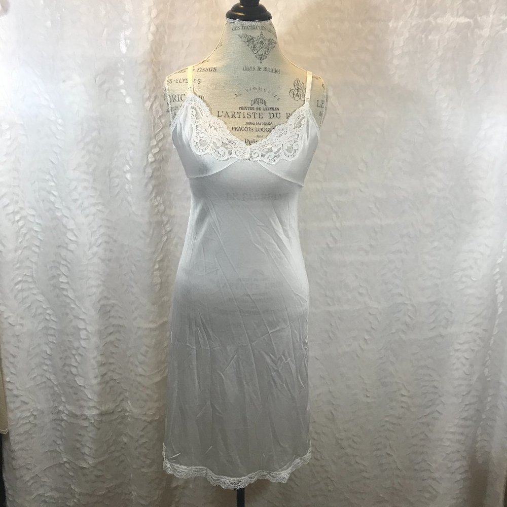 Vintage Lace Polyester Slip Dress White 34/12